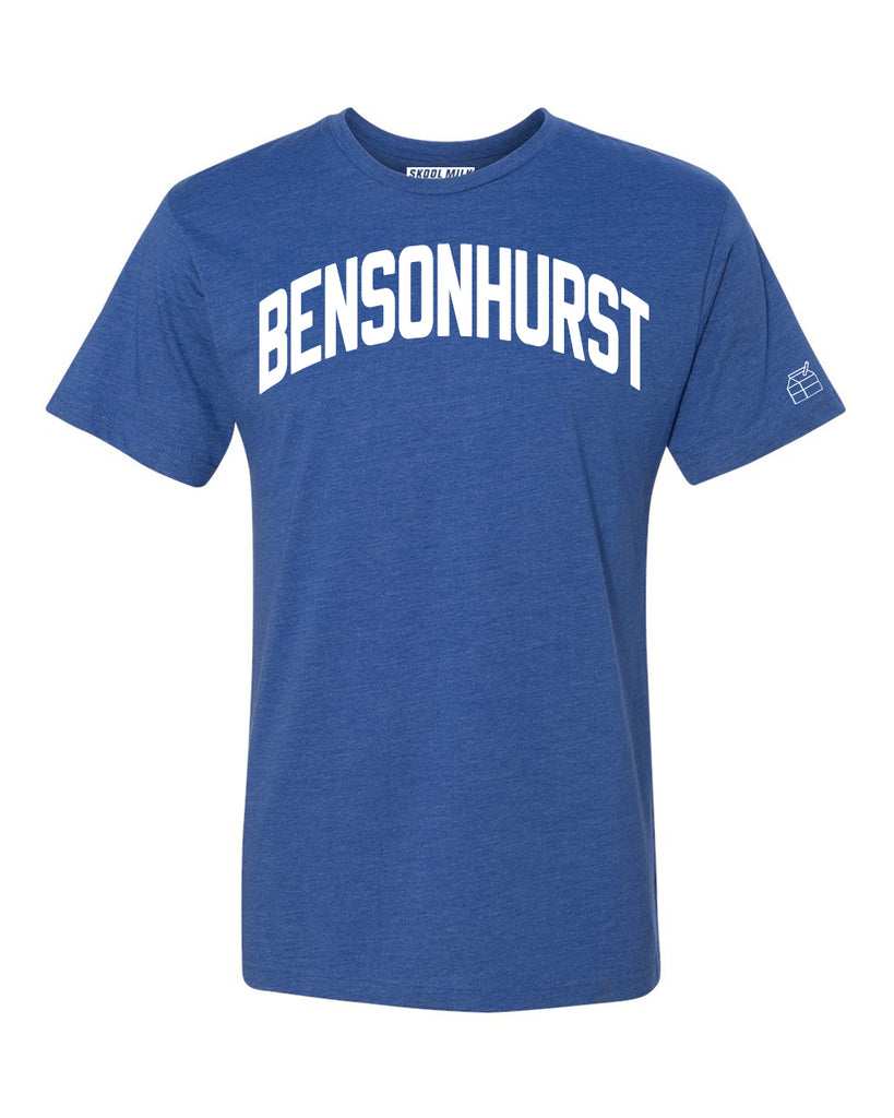 Blue Bensonhurst T-shirt with White Reflective Letters