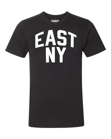 Black East New York Brooklyn T-shirt with White Reflective Letters