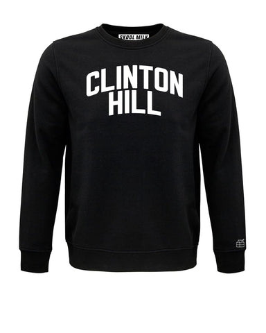 Black Clinton Hill Sweatshirt with White Reflective Letters