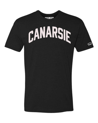 Black Canarsie Brooklyn T-shirt with White Reflective Letters