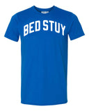 Blue Bed-Stuy Brooklyn T-shirt with White Reflective Letters