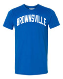 Blue Brownsville Brooklyn T-shirt with White Reflective Letters