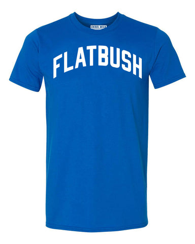 Blue Flatbush Brooklyn T-shirt with White Reflective Letters