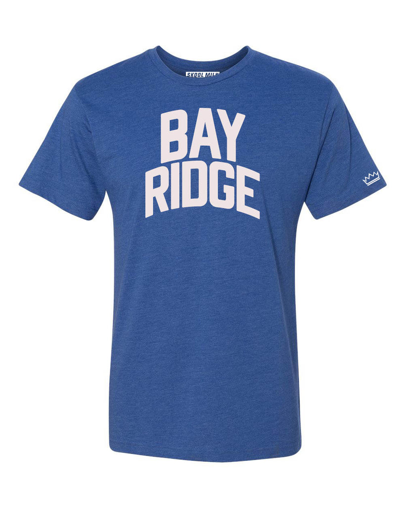 Blue Bay-Ridge Brooklyn T-shirt with White Reflective Letters