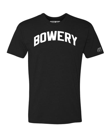 Black Bowery T-shirt with White Reflective Letters