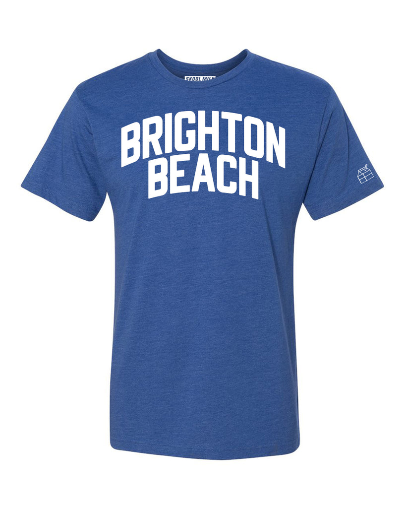 Blue Brighton Beach T-shirt with White Reflective Letters
