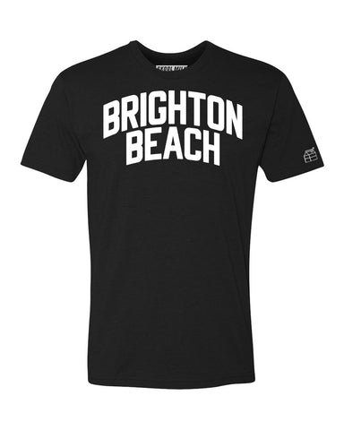 Black Brighton Beach T-shirt with White Reflective Letters