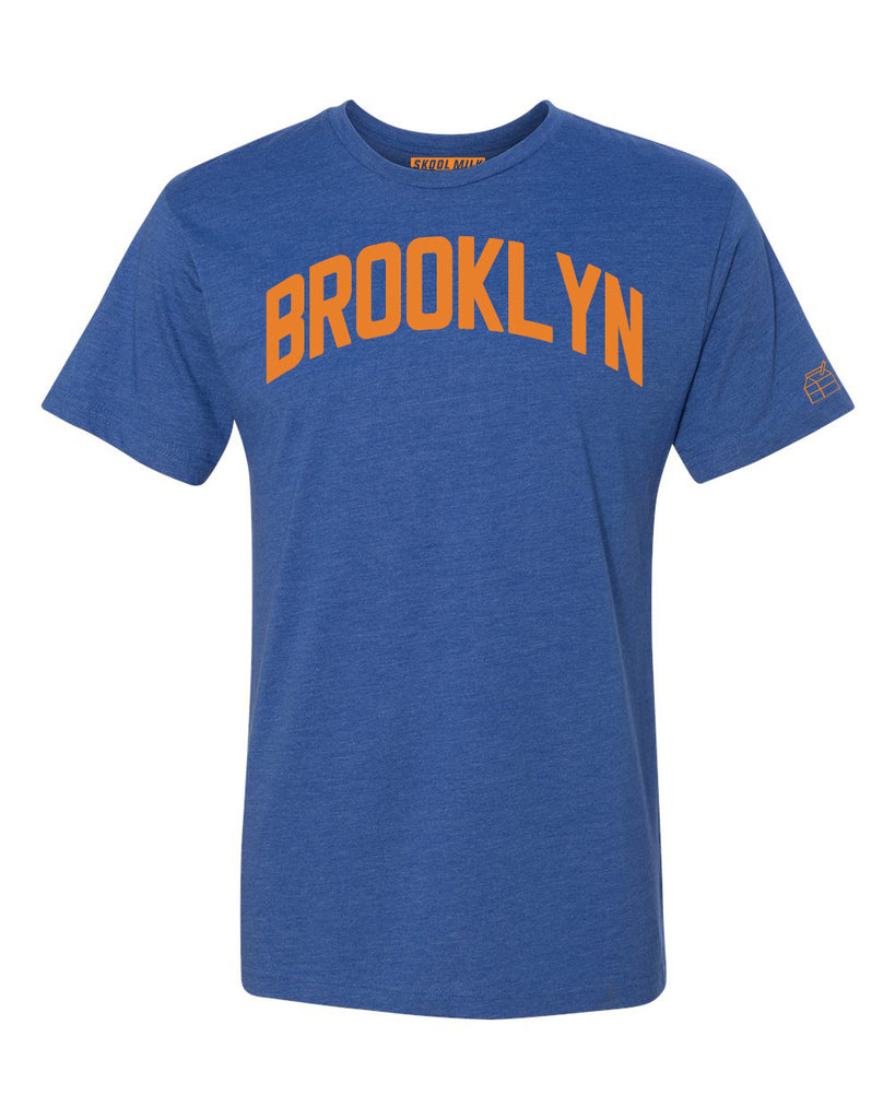 Blue Brooklyn T-shirt with Knicks Orange Letters