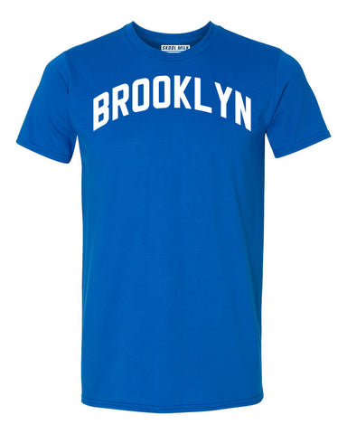 Blue Brooklyn T-shirt with White Reflective Letters