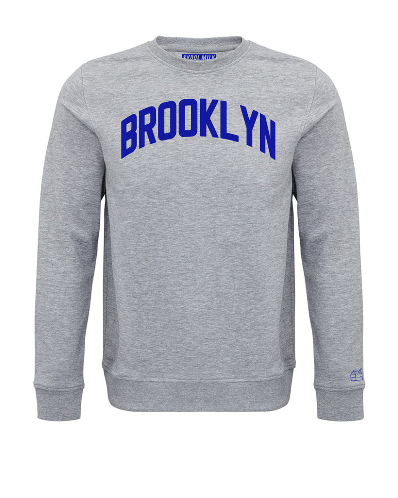 Grey Brooklyn Sweatshirt with Royal Blue Velvet Letters