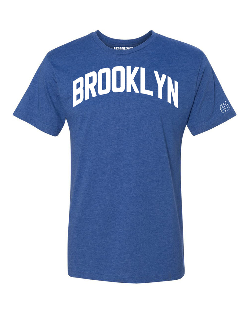 Blue Brooklyn T-shirt with White Reflective Letters