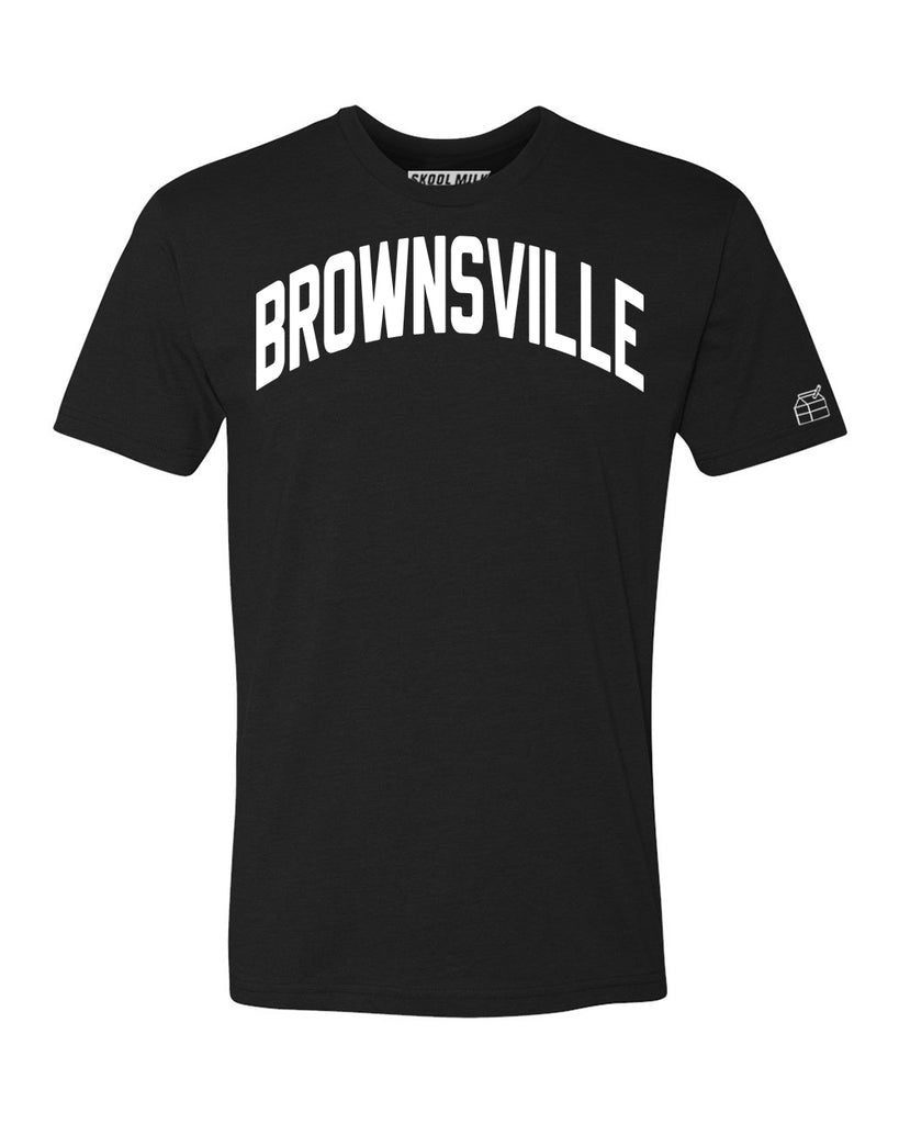 Black Brownsville T-shirt with White Reflective Letters