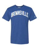 Blue Brownsville T-shirt with White Reflective Letters