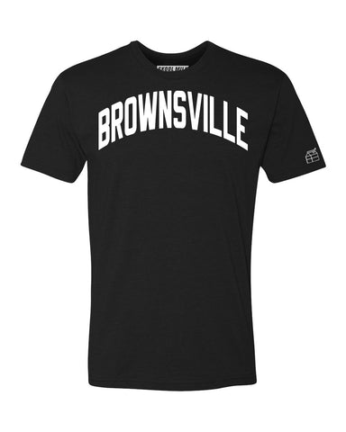 Black Brownsville T-shirt with White Reflective Letters