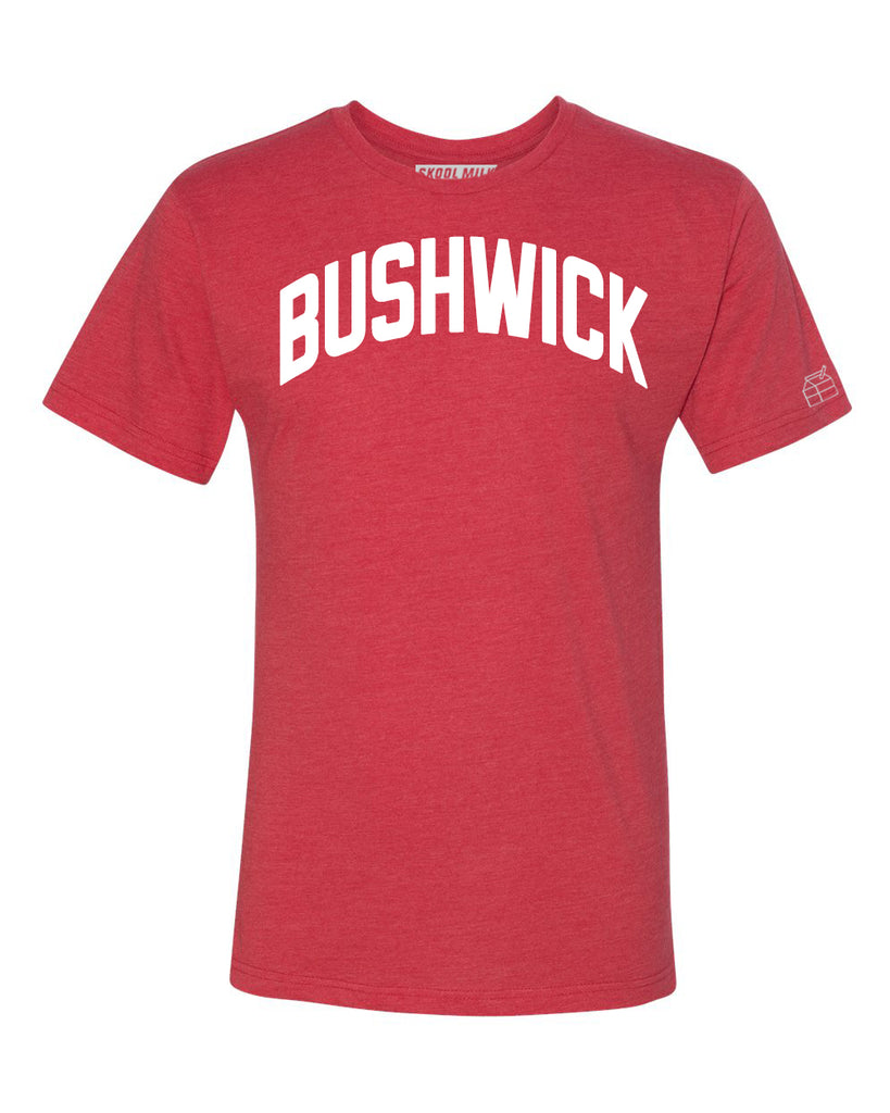 Red Bushwick T-shirt with White Reflective Letters