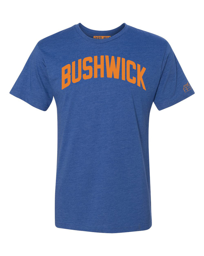 Blue Bushwick T-shirt with Knicks Orange Letters