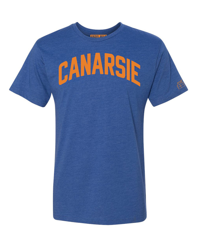 Blue Canarsie T-shirt with Knicks Orange Letters