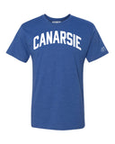 Blue Canarsie T-shirt with White Reflective Letters