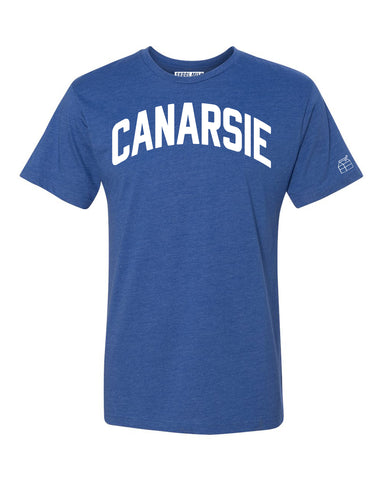 Blue Canarsie T-shirt with White Reflective Letters