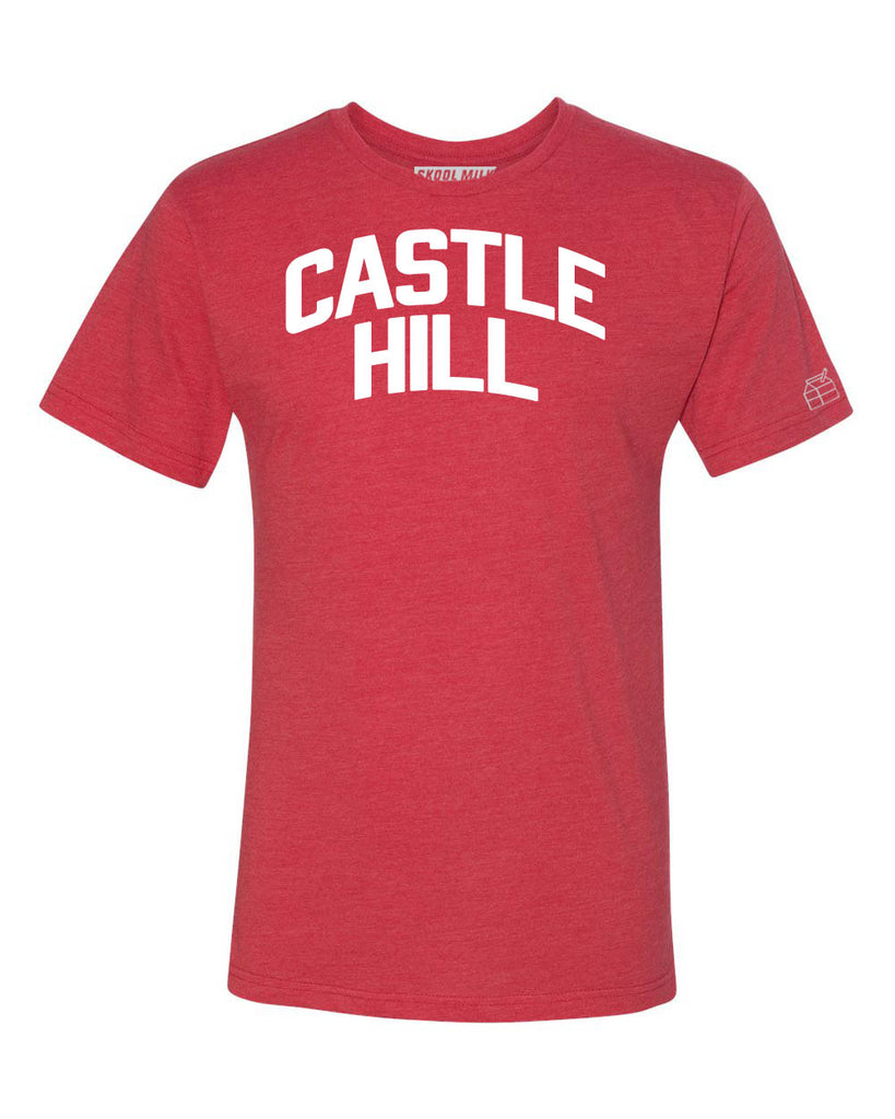 Red Castle Hill T-shirt with White Reflective Letters
