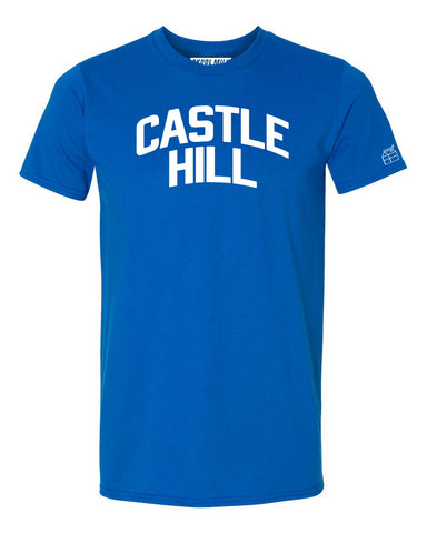 Blue Castle Hill T-shirt with White Reflective Letters