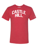 Red Castle Hill T-shirt with White Reflective Letters