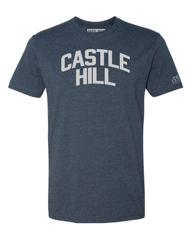 Navy Blue Castle Hill T-Shirt with Silver Letters