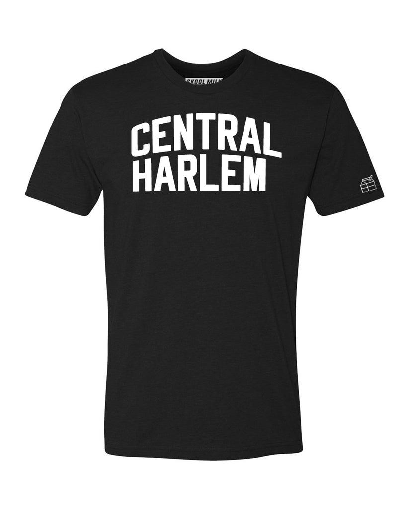 Black Central Harlem T-shirt with White Reflective Letters
