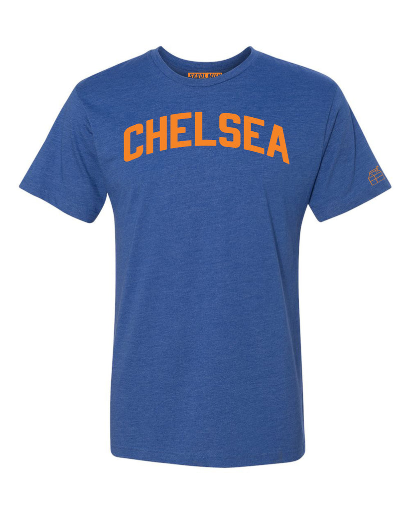 Blue Chelsea T-shirt with Knicks Orange Letters