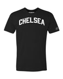 Black Chelsea T-shirt with White Reflective Letters