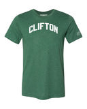 Green Clifton T-shirt with White Reflective Letters