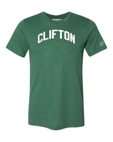 Green Clifton T-shirt with White Reflective Letters