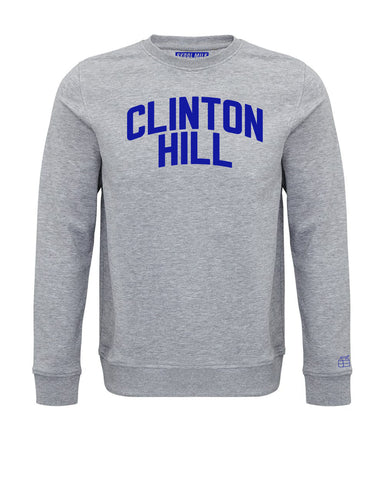 Grey Clinton Hill Sweatshirt with Royal Blue Velvet Letters