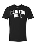 Black Clinton Hill T-shirt with White Reflective Letters
