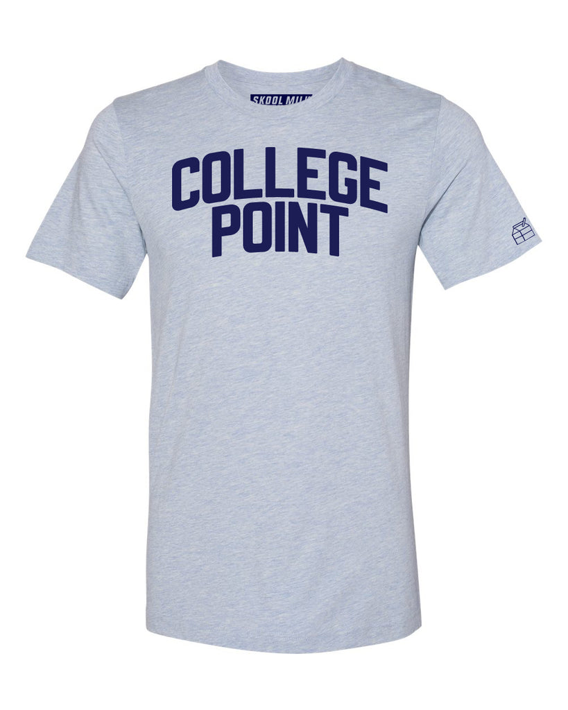 Sky Blue College Point T-shirt with Blue Letters