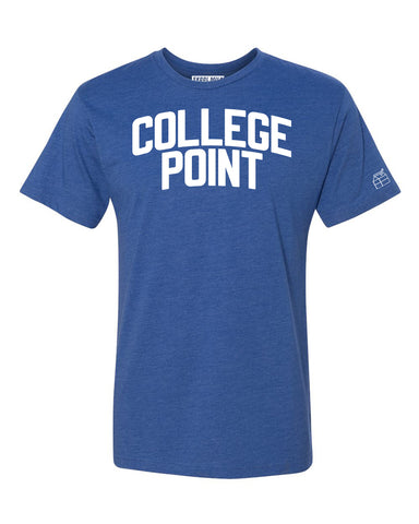 Blue College Point T-shirt with White Reflective Letters