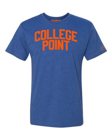 Blue College Point T-shirt with Knicks Orange Letters