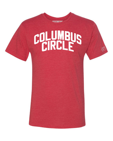 Red Columbus Circle T-shirt with White Reflective Letters