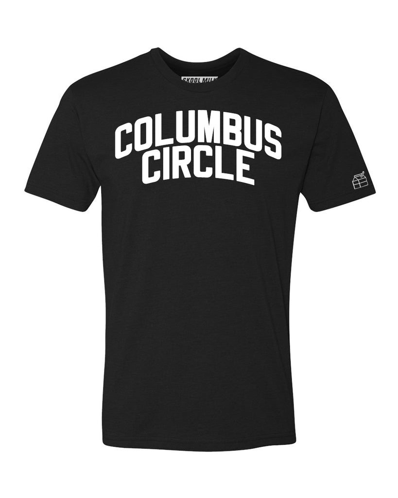 Black Columbus Circle T-shirt with White Reflective Letters