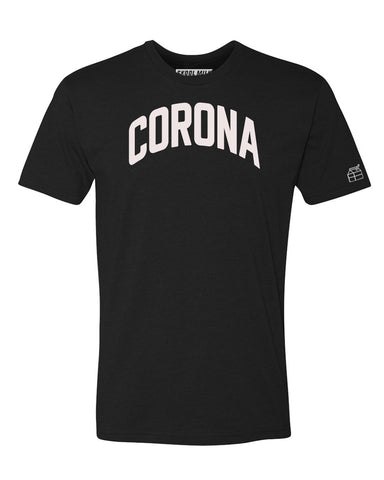 Black Corona T-shirt with White Reflective Letters