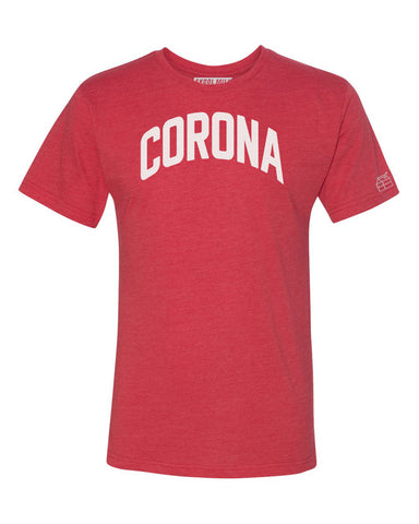 Red Corona T-shirt with White Reflective Letters