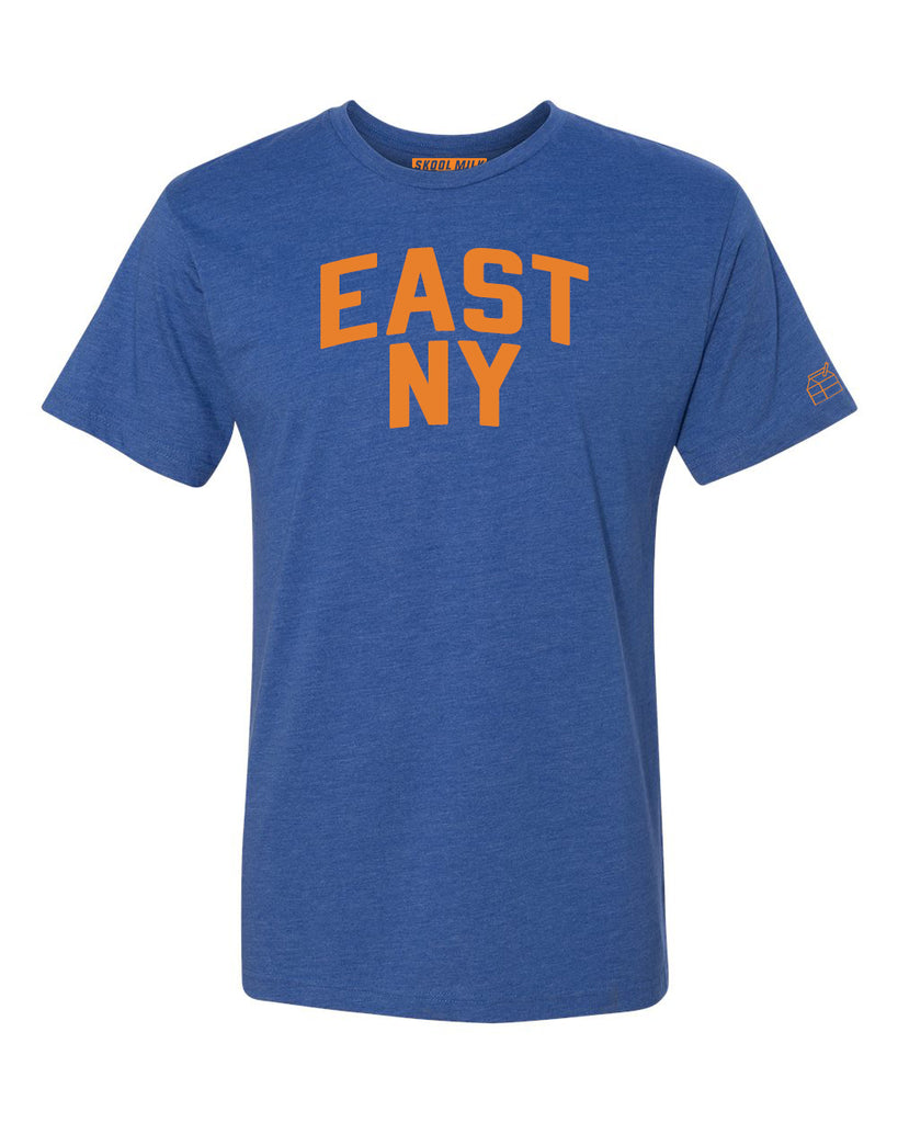 Blue East NY T-shirt with Knicks Orange Letters