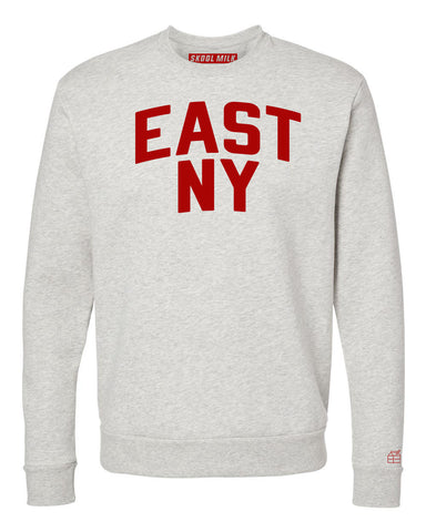 Oatmeal East New York Brooklyn Sweatshirt w/ Red Velvet Letters