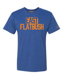 Blue East Flatbush T-shirt with Knicks Orange Letters