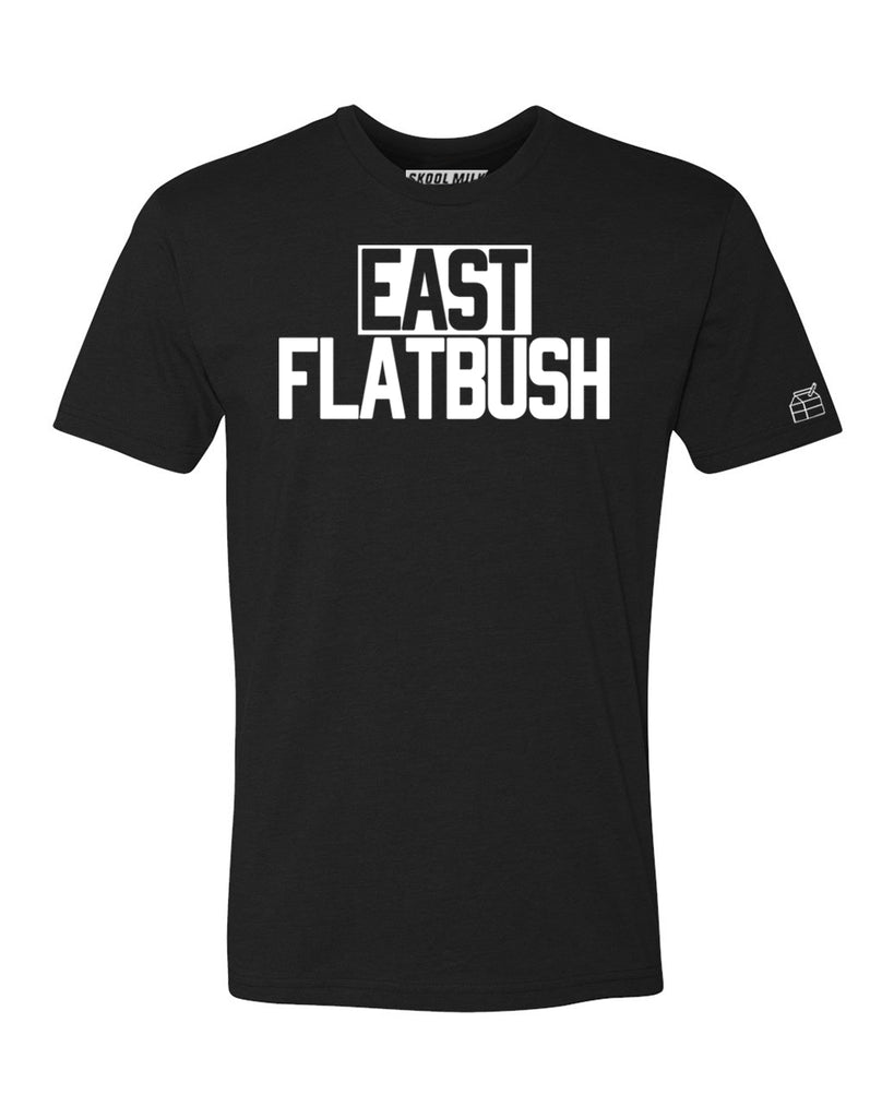 Black East Flatbush T-shirt with White Reflective Letters