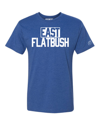 Blue East Flatbush T-shirt with White Reflective Letters