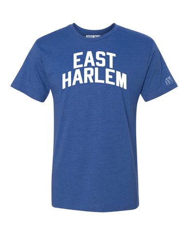 Blue East Harlem T-shirt with White Reflective Letters