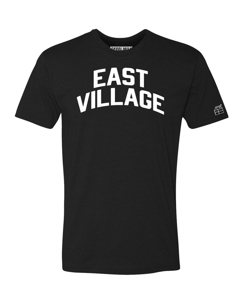Black East Village  T-shirt with White Reflective Letters