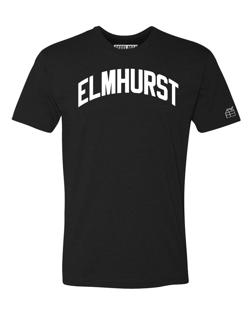 Black Elmhurst T-shirt with White Reflective Letters