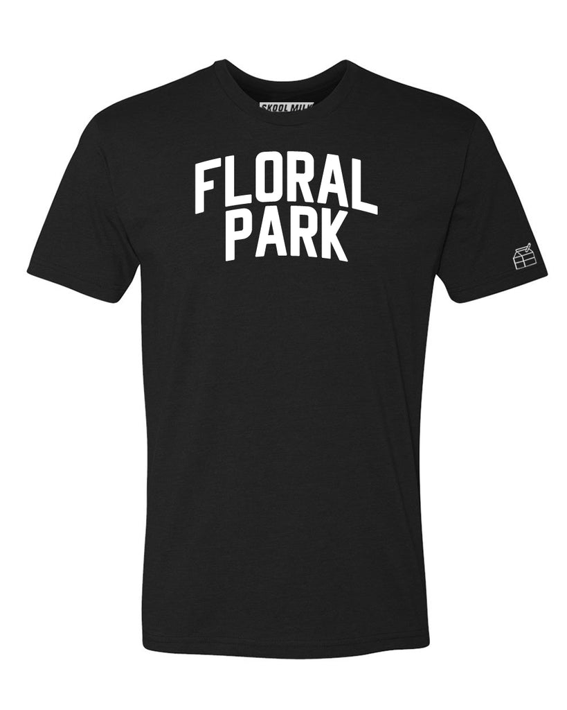 Black Floral Park T-shirt with White Reflective Letters